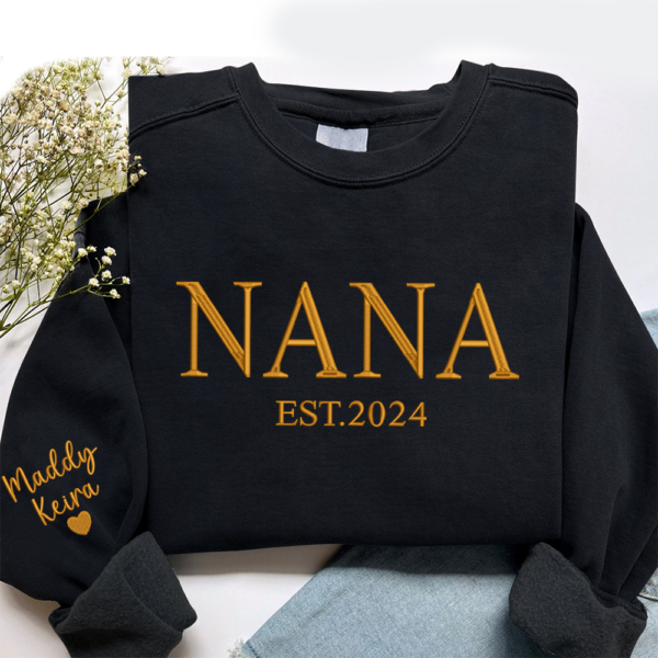 Custom Nana Est Halloween With Kids Embroidered Sweatshirt