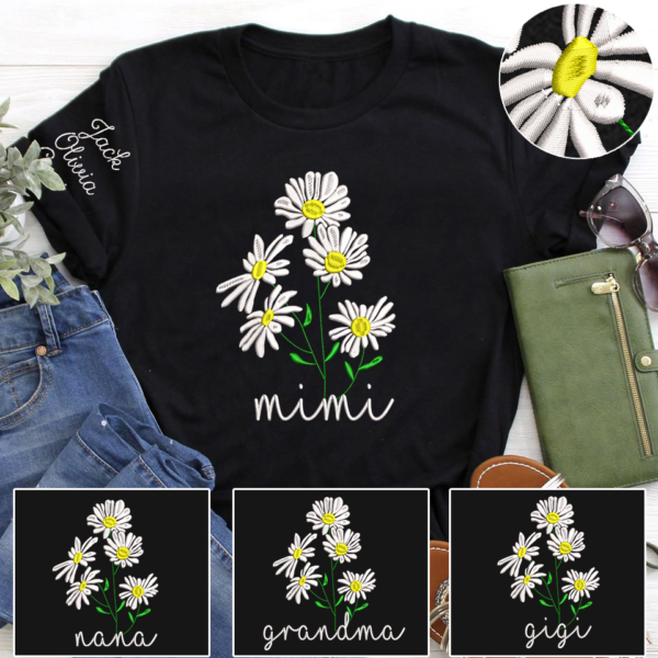 Custom Embroidered Mimi Daisy T-Shirt