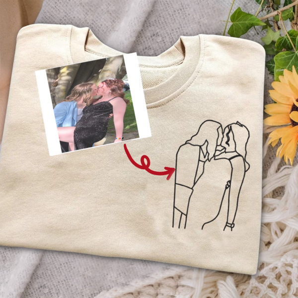 Custom portrait from photo to shirt. outline photo sweatshirt. Custom Photo. custom portrait