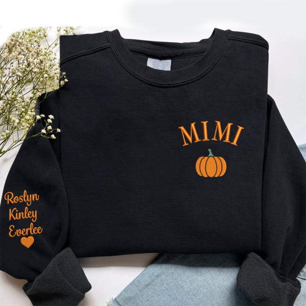 Custom Mimi Pumpkin With Grandkids Sweatshirt