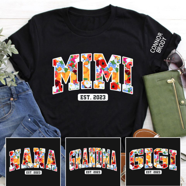 Mimi Floral 2 Shirt. Custom Mimi And Kids. Mother's Day Gift TH