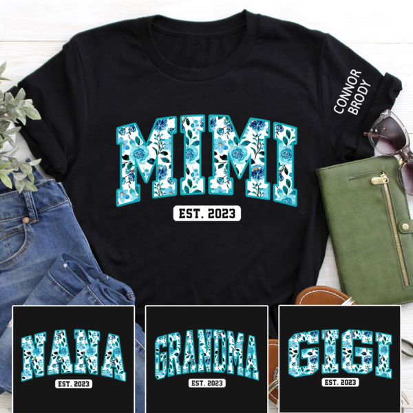 Mimi Floral 4 Shirt. Custom Mimi And Kids. Mother's Day Gift TH T-Shirt