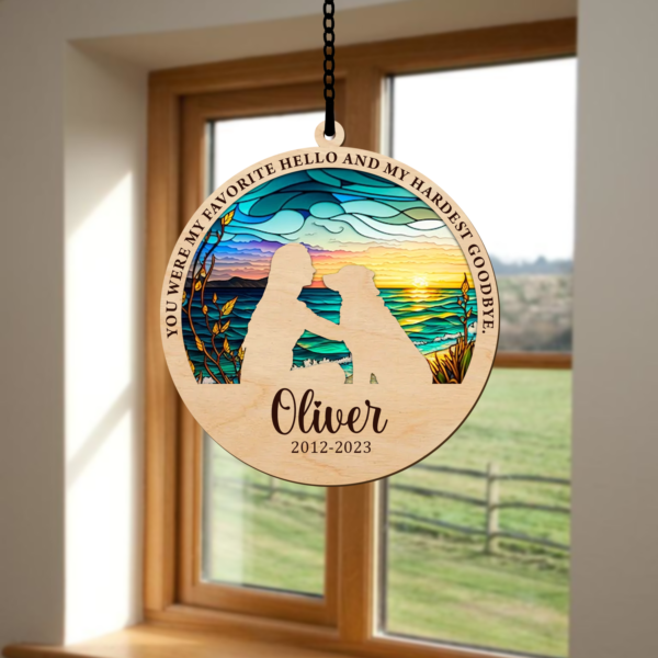 Customized Pet Memorial Suncatcher My Hardest Goodbye CG458