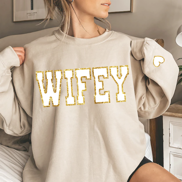 Wifey Glitter Sweatshirt. Engagement Gift Sweatshirt. Bridal Shower Gift. Gift For Bride