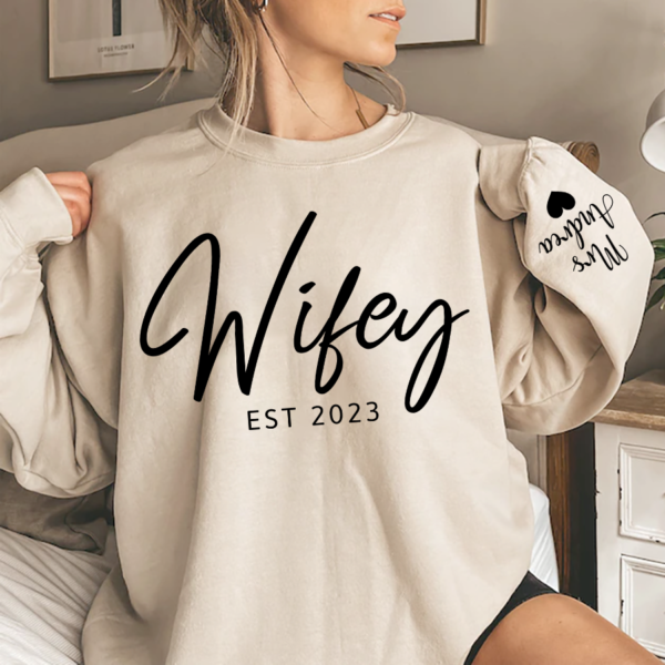 Customized Wifey Est Sweatshirt. Engagement Sweatshirt. Bridal Shower Gift. Gift for Bride. New Wife Sweatshirt