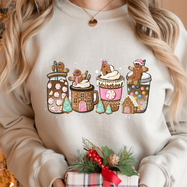 Gingerbread Christmas Coffee Shirt. Christmas coffee Sweatshirt. women Holiday sweater. Xmas Tee. Coffee Lover gift