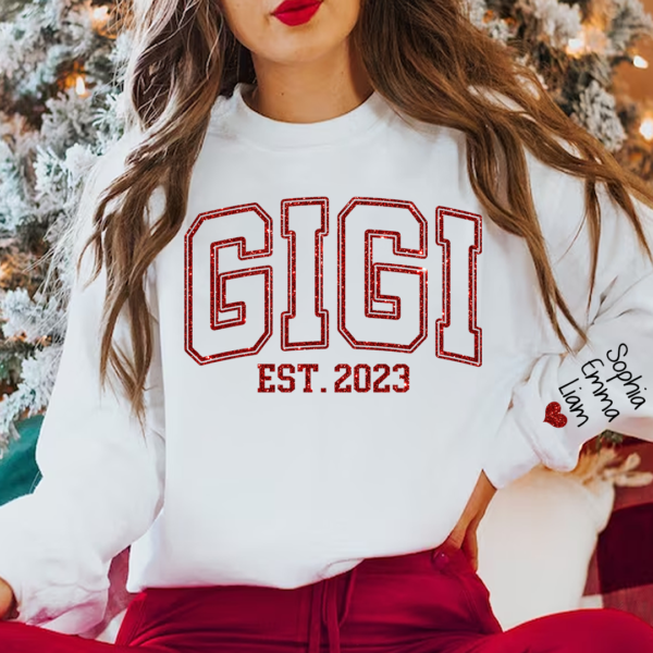 Custom Gigi Est Glitter Xmas And Grandkids Sweatshirt