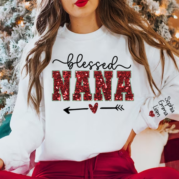 Blessed Nana And Kids Christmas Sweatshirt