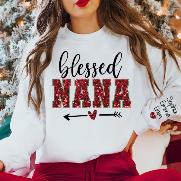 Blessed Nana With Grandkids Christmas Sweatshirt