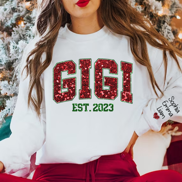 Custom Gigi Est Christmas And Kids Sweatshirt