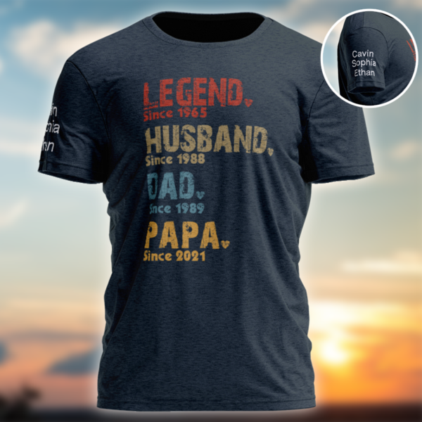 Personalized Papa Legend With Grandkids T-Shirt