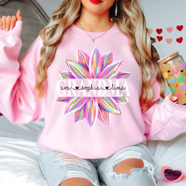 Personalized Grandma Flower Color And Grandkids