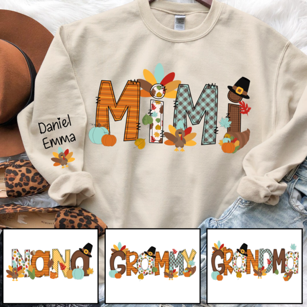 Thanksgiving Mimi and Kids Custom Name CTH01 Sweatshirt
