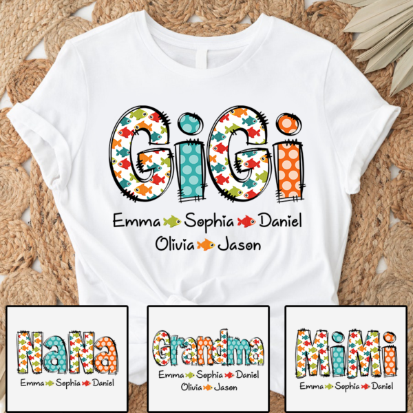 Custom Gigi Fishing And Grandkids Summer T-Shirt