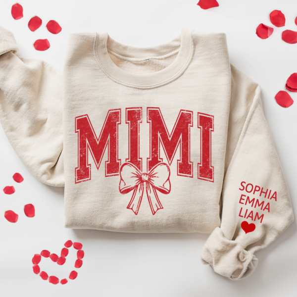 Custom Mimi Red Bow Valentine And Kids Sweatshirt