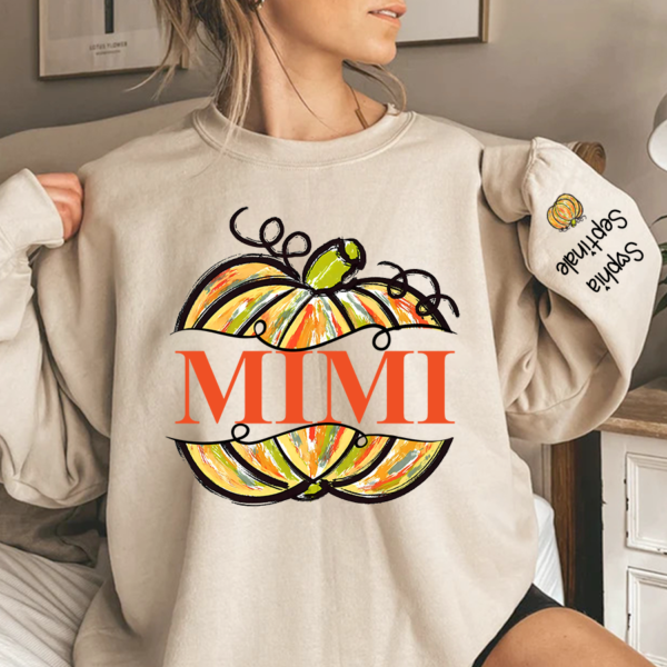 Personalized Pumpkin Color Painted Mimi And Grandkids CL01 Sweatshirt