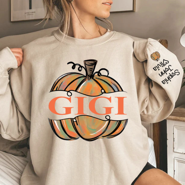 Personalized Gigi Pumpkins Color painted Autumn Sweatshirt