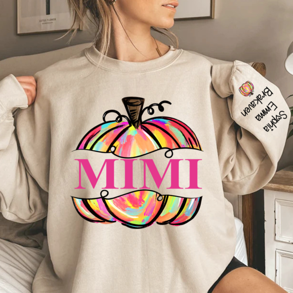 Personalized Mimi Painted Pumpkin Fall Autumn Sweatshirt