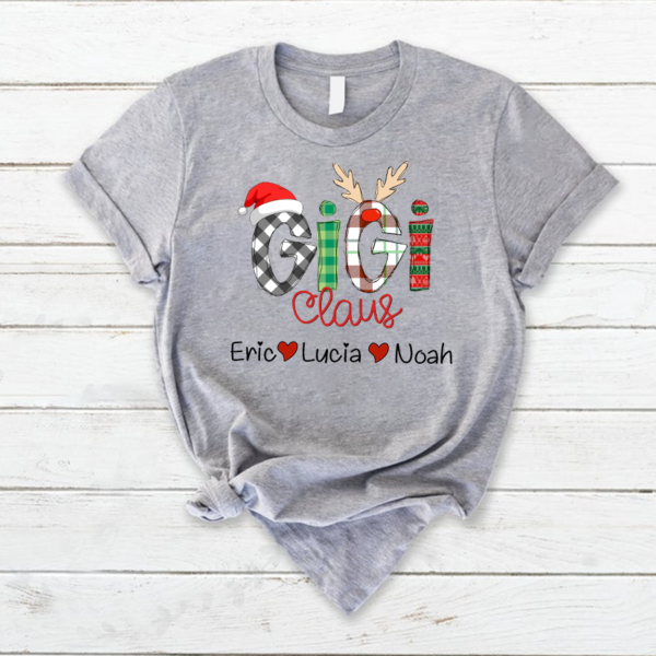 Personalized Gigi Claus Shirt. Gigi Claus Shirt. Gigi Claus Shirts for Christmas. Gigi Claus with Grandkids Name T-Shirt. Xmas Gigi Shirt
