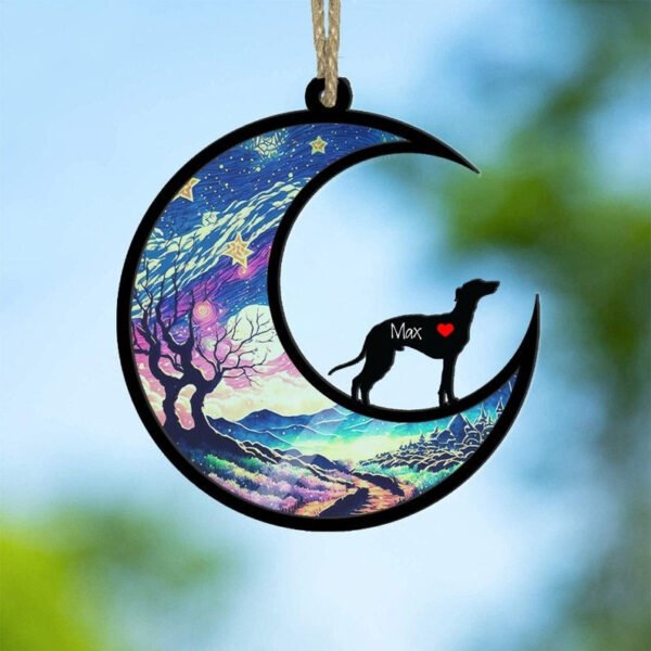 Greyhound Suncatcher Ornament. Loss of Pet Sympathy Gift. Pet Memorial Suncatcher. Rainbow Bridge Pet. Handmade Custom Name Dog Gifts