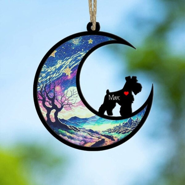 Miniature Schnauzer Suncatcher Ornament. Loss of Pet Sympathy Gift. Pet Memorial Suncatcher. Rainbow Bridge Pet. Name Dog Gift. Pet lover