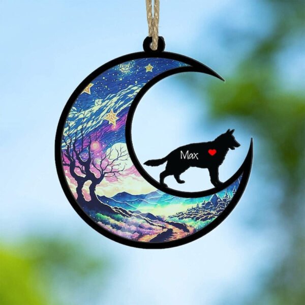 German Shepherd Suncatcher Ornament. Loss of Pet Sympathy Gift. Pet Sun catcher Gifts. Pet Memorial Ornament. Handmade Custom Name Dog Gift