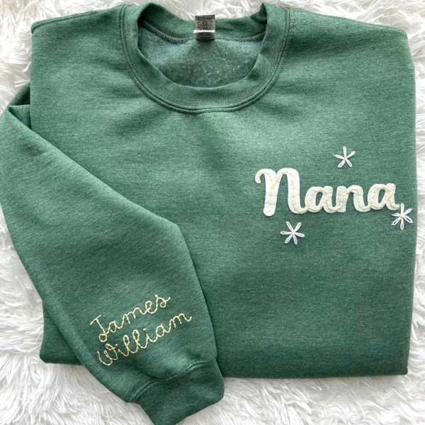 Custom Grandmother Hand Embroidered Sweatshirt