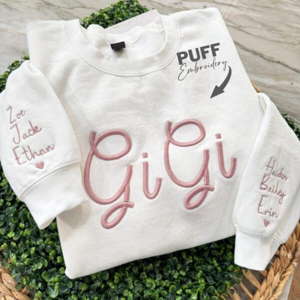 Embroidered Grandma Sweatshirt. Mama Sweatshirt Kids Names On Sleeve Sweatshirt For Grandma