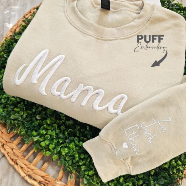 Embroidered Mama Sweatshirt Kids Names On Sleeve Sweatshirt For Mama