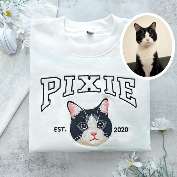 Custom Embroidered Varsity Pet From Your Photo Sweatshirt.Personalised Embroidered Pet Sweatshirt