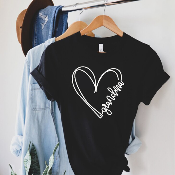 Personalized Grandma Shirt .Custom Grandma Gift. Grandma Heart Shirt. Funny Grandma Shirt