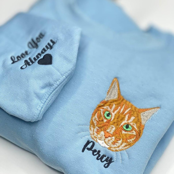 Custom Embroidered Pet Sweatshirt. Custom Dogs Face Dog Names Hoodie. Personalized Gift for Pet Lovers
