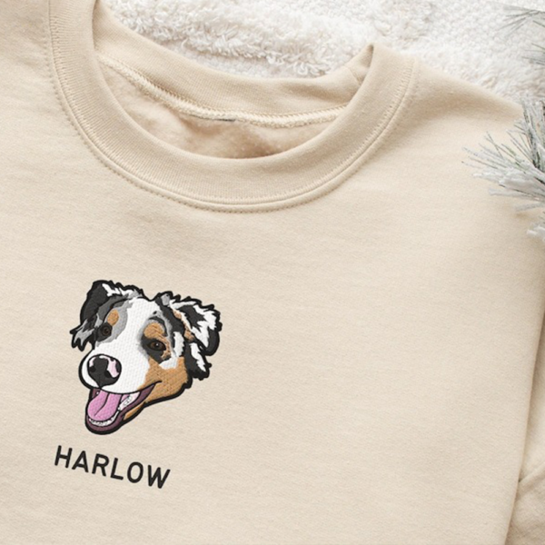 Custom EMBROIDERED Pet Sweater Using Pet Photo + Name Custom Dog Portrait Sweater