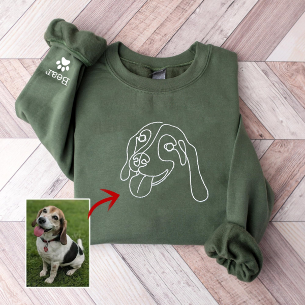 Custom Embroidered Dog Sweatshirt. Personalised one-line Pet Sweatshirt. Dog Mom Sweater.Unisex Embroidered Sweatshirt. Custom Gifts For Dog Lovers