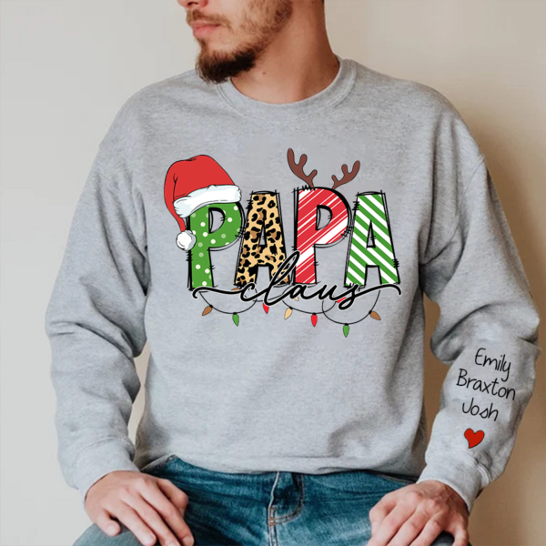 Customized Merry Christmas Papa Claus. Dad Claus. Grandpa Claus Gift Custom Name Kids Sweatshirt