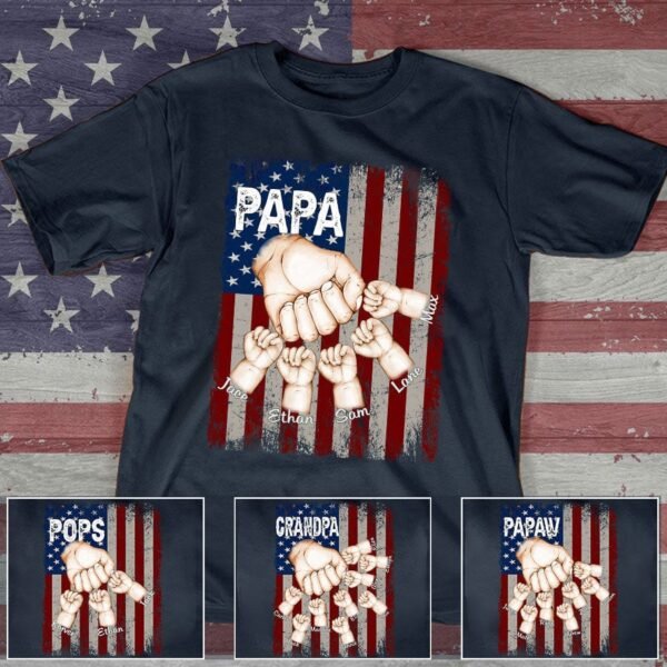 Papa Hand Flag With Kids Father's Day Gift GS09