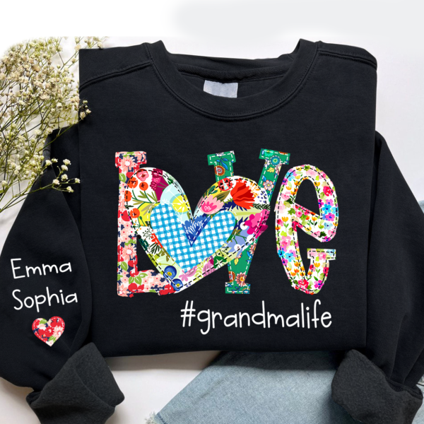 Love Grandma Life Floral Color And Kids Sweatshirt Sweatshirt