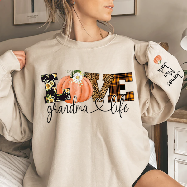 Personalized Love Grandma Life Fall Season Pumpkin Sweatshirt Sweatshirt