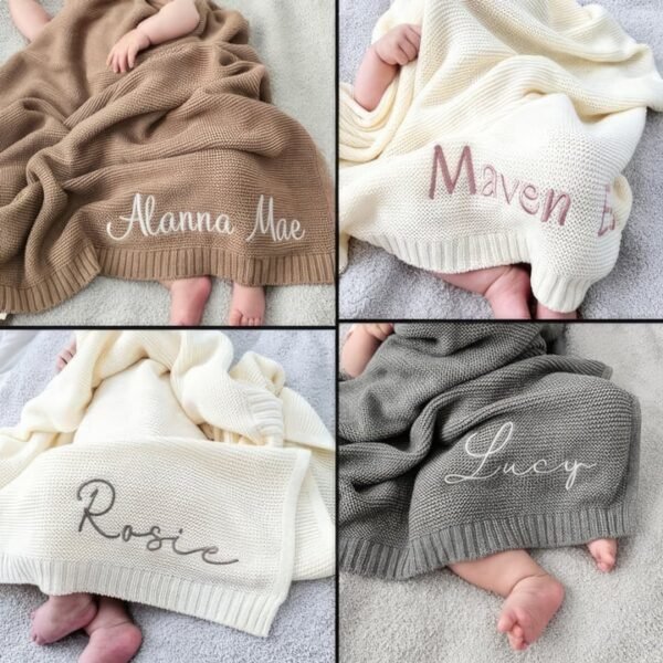 Custom Nickname Embroidery Baby Knit Blanket