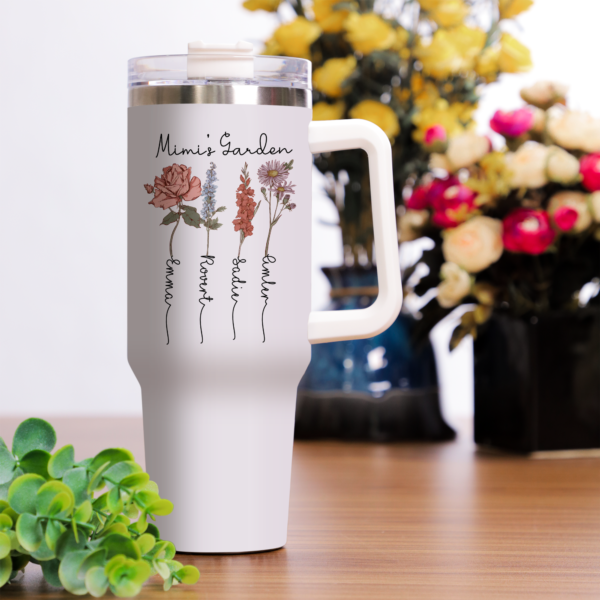 Custom Mimi's Garden Tumbler 40oz. Birth Month Flower With Kid's Names 40Oz Tumbler