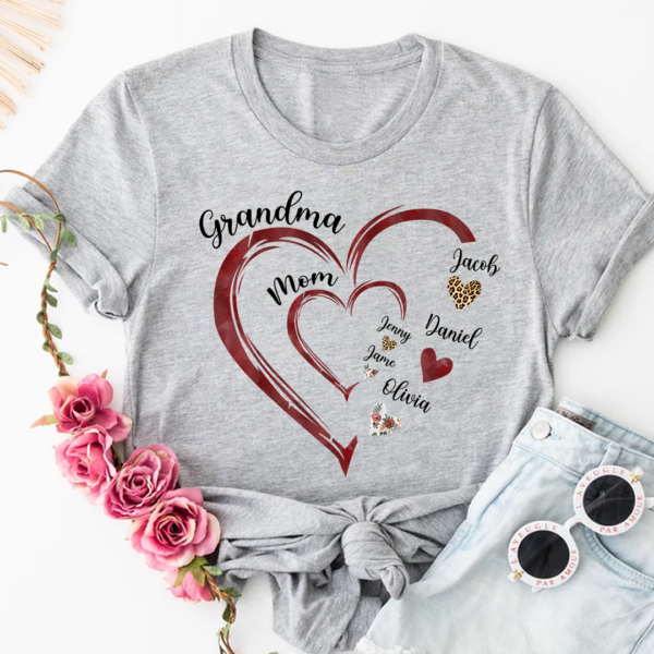 Heart Mom Grandma And Kids Custom Name CTH01