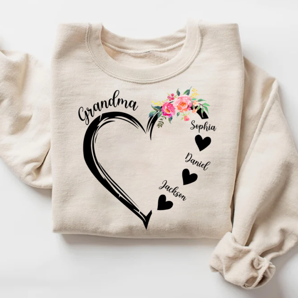 Grandma Heart Flower And Kids