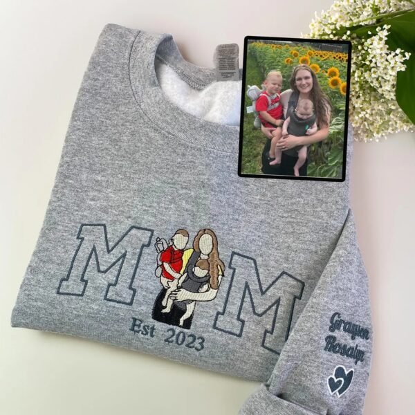 Mother's Day Embroidery Custom Hoodies Sweatshirts Holiday Gifts Photo Embroidery on Clothes
