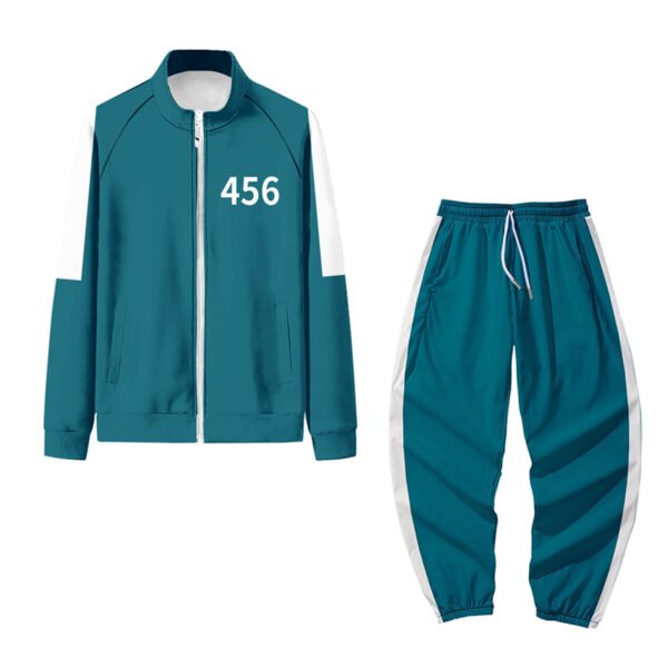 Squid Game 2PCS Outfits Long Sleeve Zip Hoodie Sweatpants Suit Blue